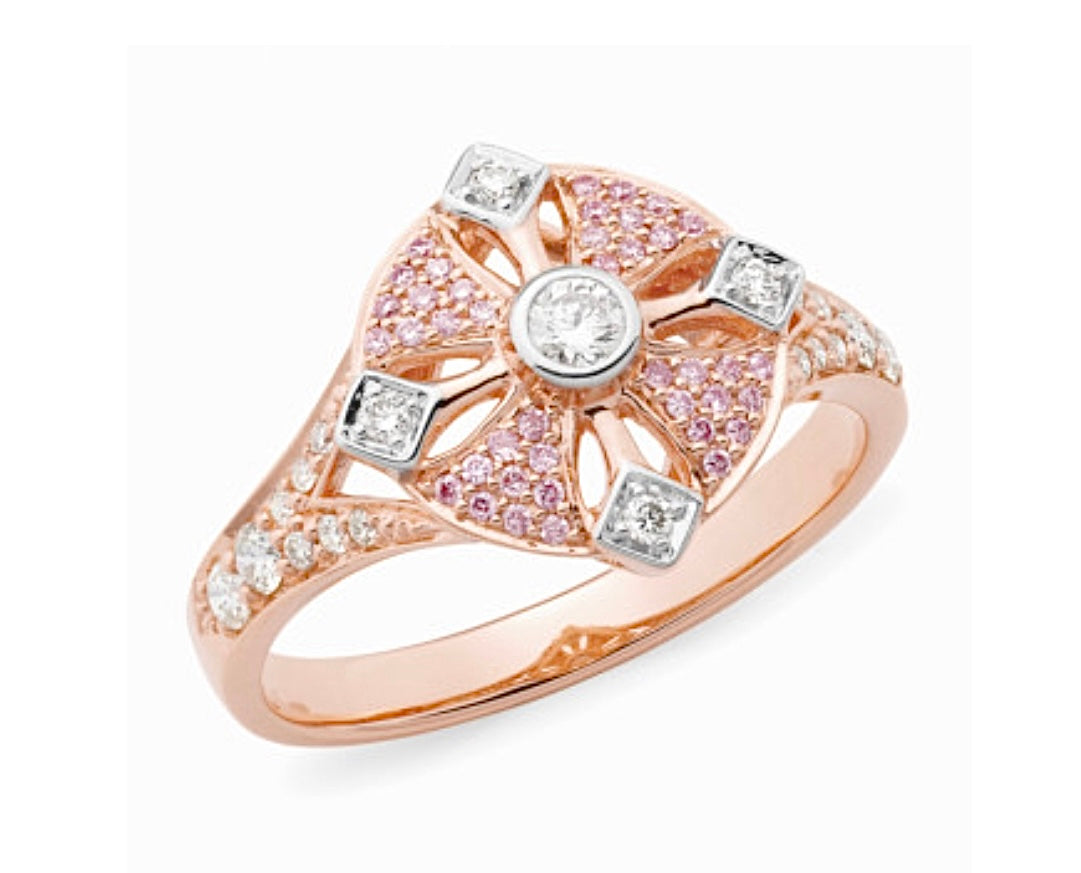 9K Rose Gold Pink Diamonds Dressing Ring