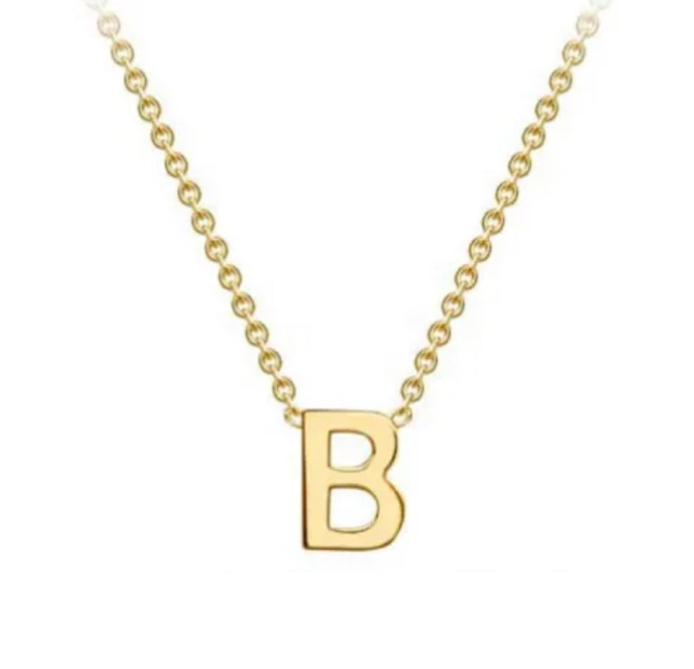 9K Yellow Gold 'B' Initial Adjustable Necklace 38cm-43cm