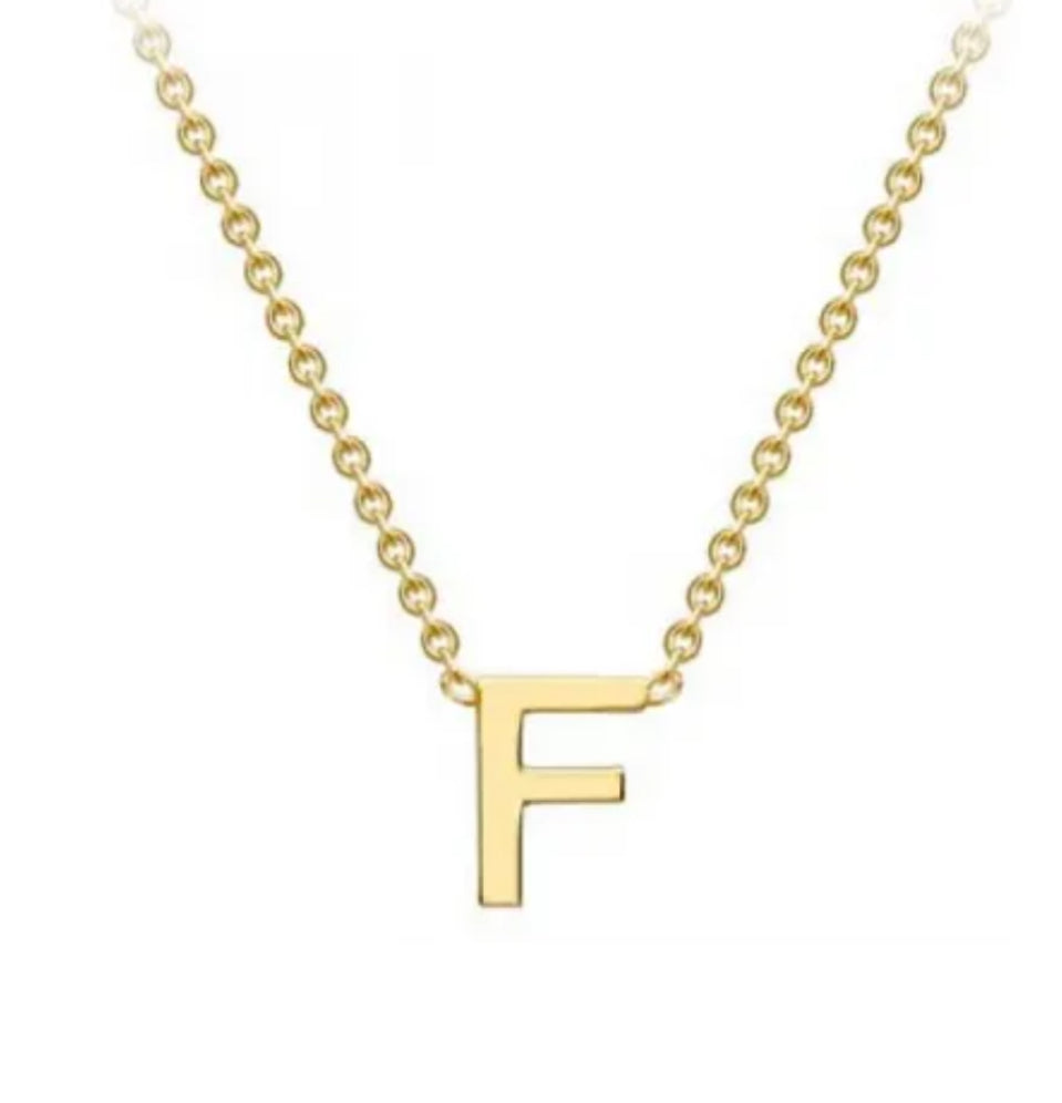 9K Yellow Gold 'F' Initial Adjustable Necklace 38cm-43cm
