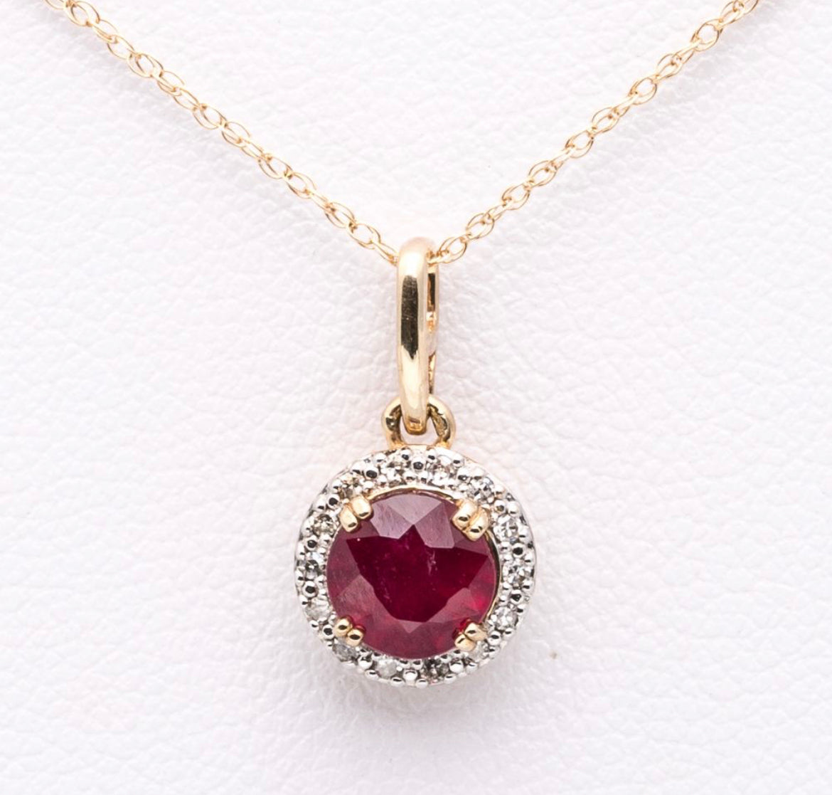 9K Yellow Gold Ruby Pendant with 9K YG Chain (TWD-0.07CT)