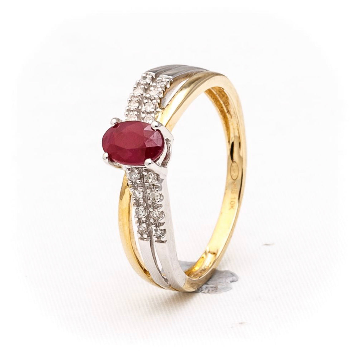 9K Ruby Dressing Ring with Natural Diamonds