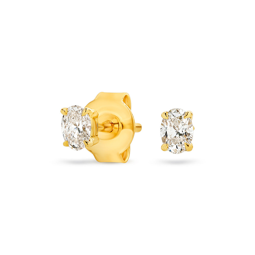 9k Yellow Gold Oval Diamond Earrings. TDW=0.25ct
