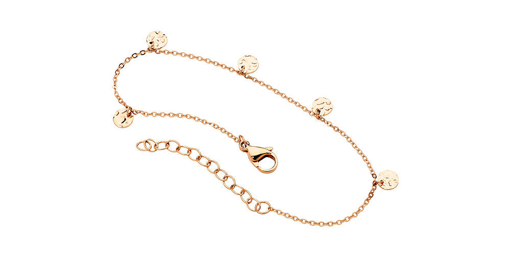 Stainless Steel Rose Gold Plated Disc Bracelet