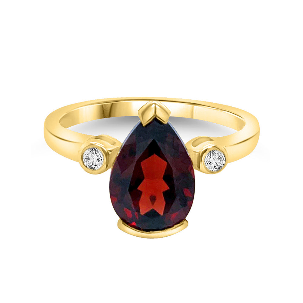 9k Diamond and Garnet Ring