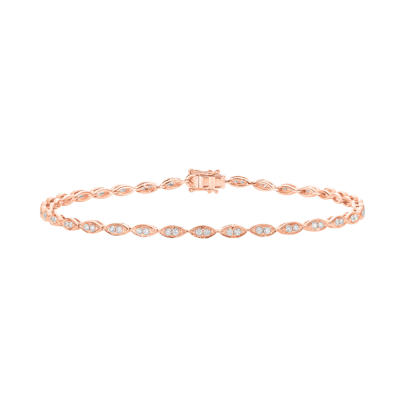 18ct rose gold marquise shaped Diamond Savannah Tennis Bracelet.