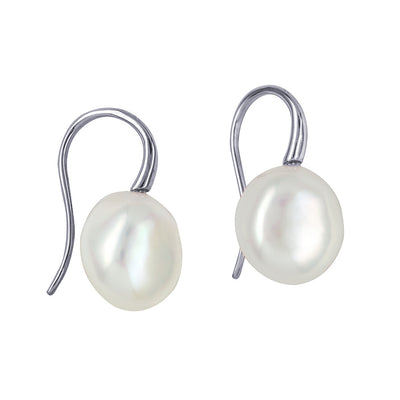 Sterling Silver Baroque Pearl Earwire Earrings.