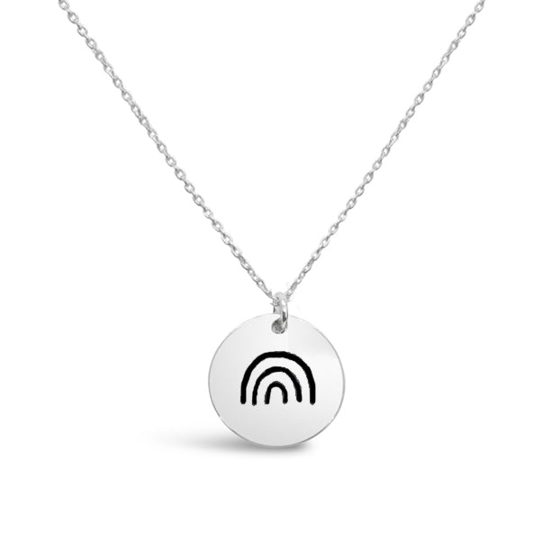 .925 Sterling Silver Rainbow Disc Necklace 40+5cm Extension
