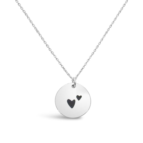 .925 Sterling Silver Heart Disc Necklace 40+5cm Extension