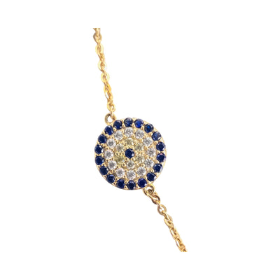 9K Yellow Gold Evil Eye Bracelet 18cm