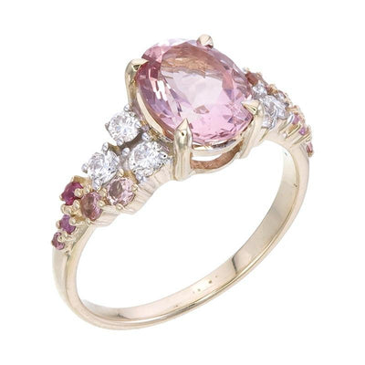 9k Yellow gold Morganite & lab grown diamond Ring