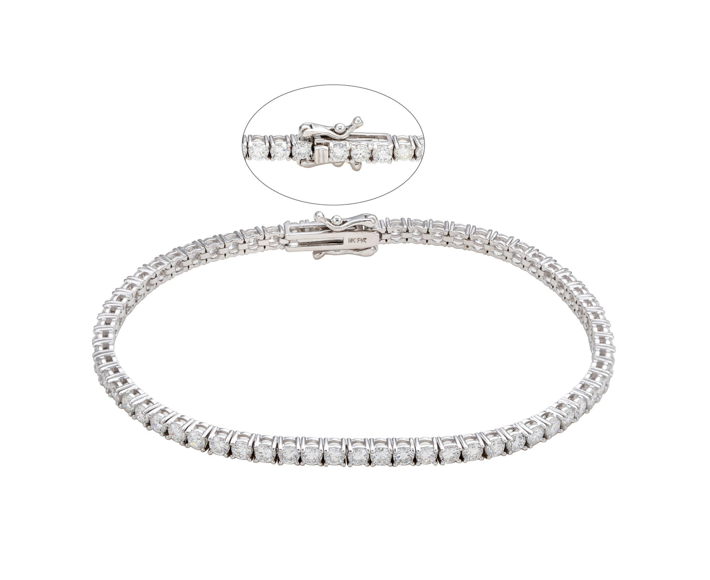 9K White Gold 5.00ct Lab Grown Diamonds Tennis Bracelet