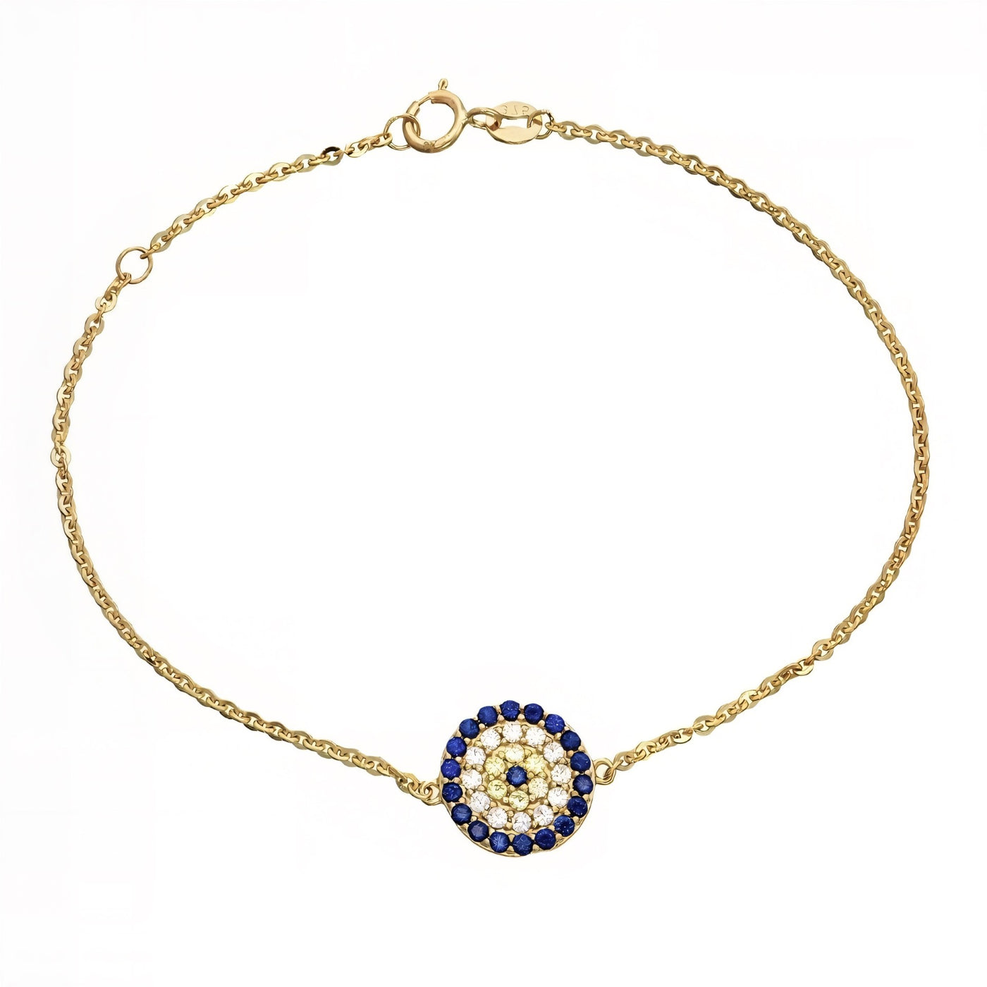 9K Yellow Gold Evil Eye Bracelet 18cm