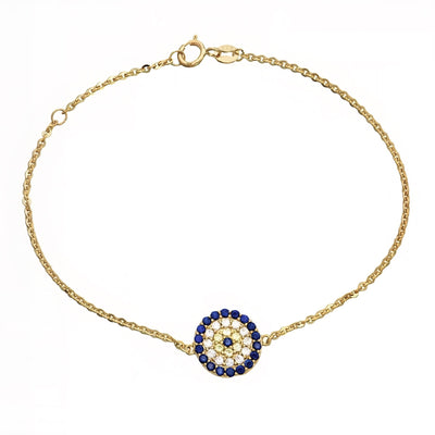 9K Yellow Gold Evil Eye Bracelet 18cm