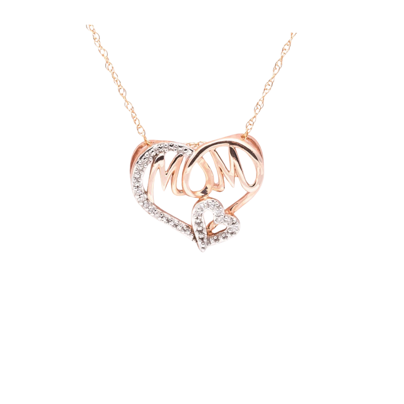 9k Rose Gold Heart Cut-out Mum Pendant