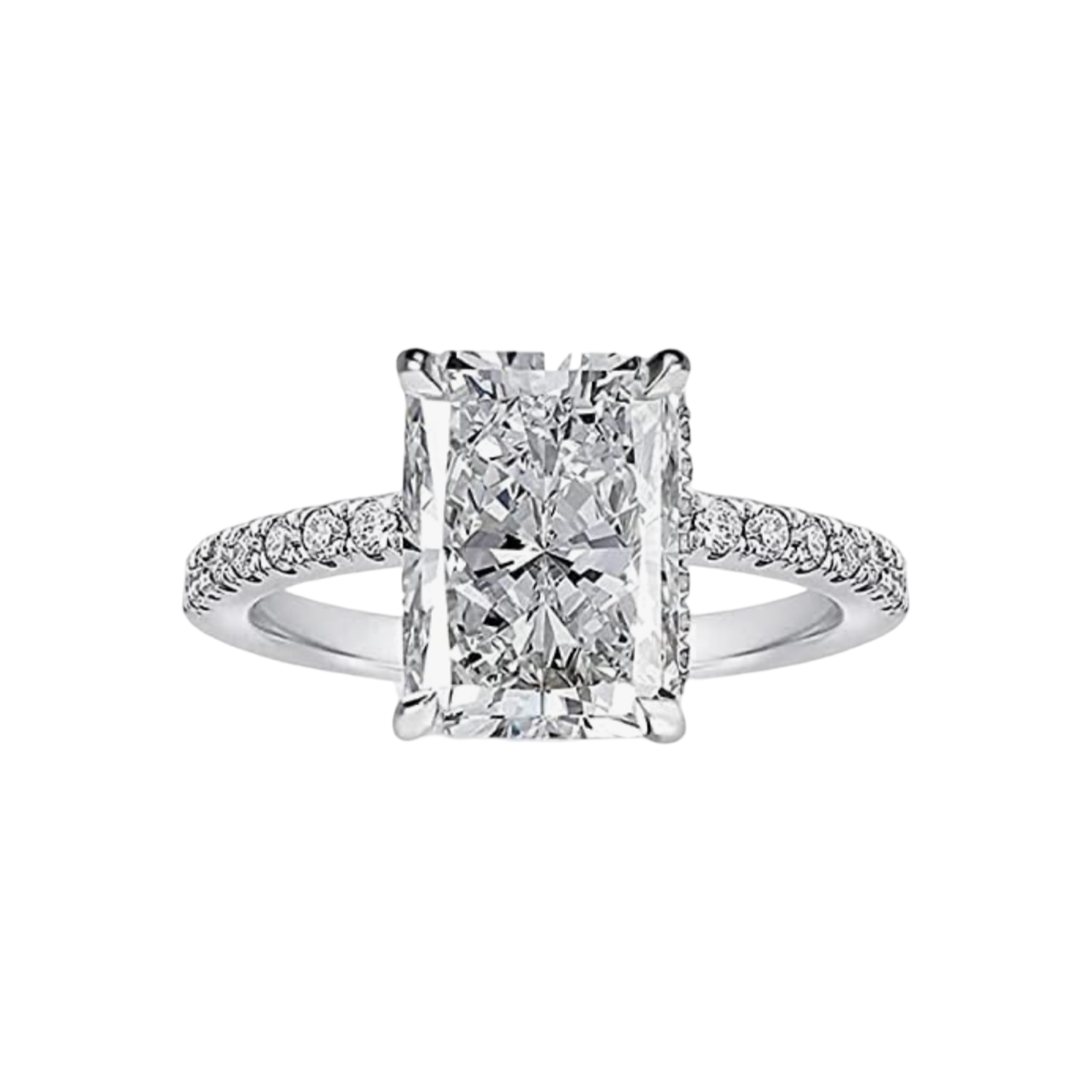 14k White Gold Emerald Cut Lab Diamond Engagement Ring