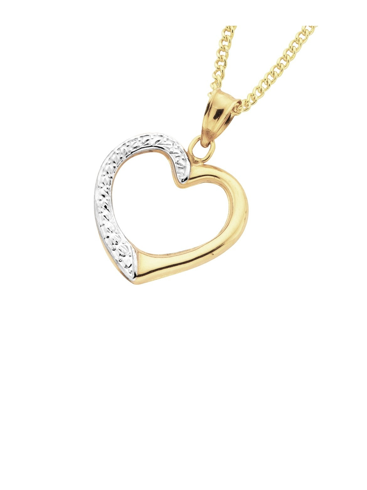 9k Two tone Gold Heart Cutout Pendant