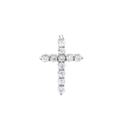 10K White Cross Pendant with Lab Grown Diamonds