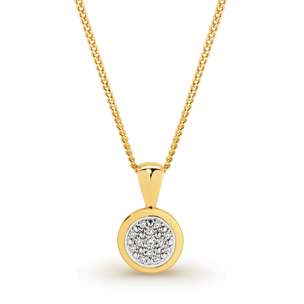 9k Yellow Gold Diamond Pendant.